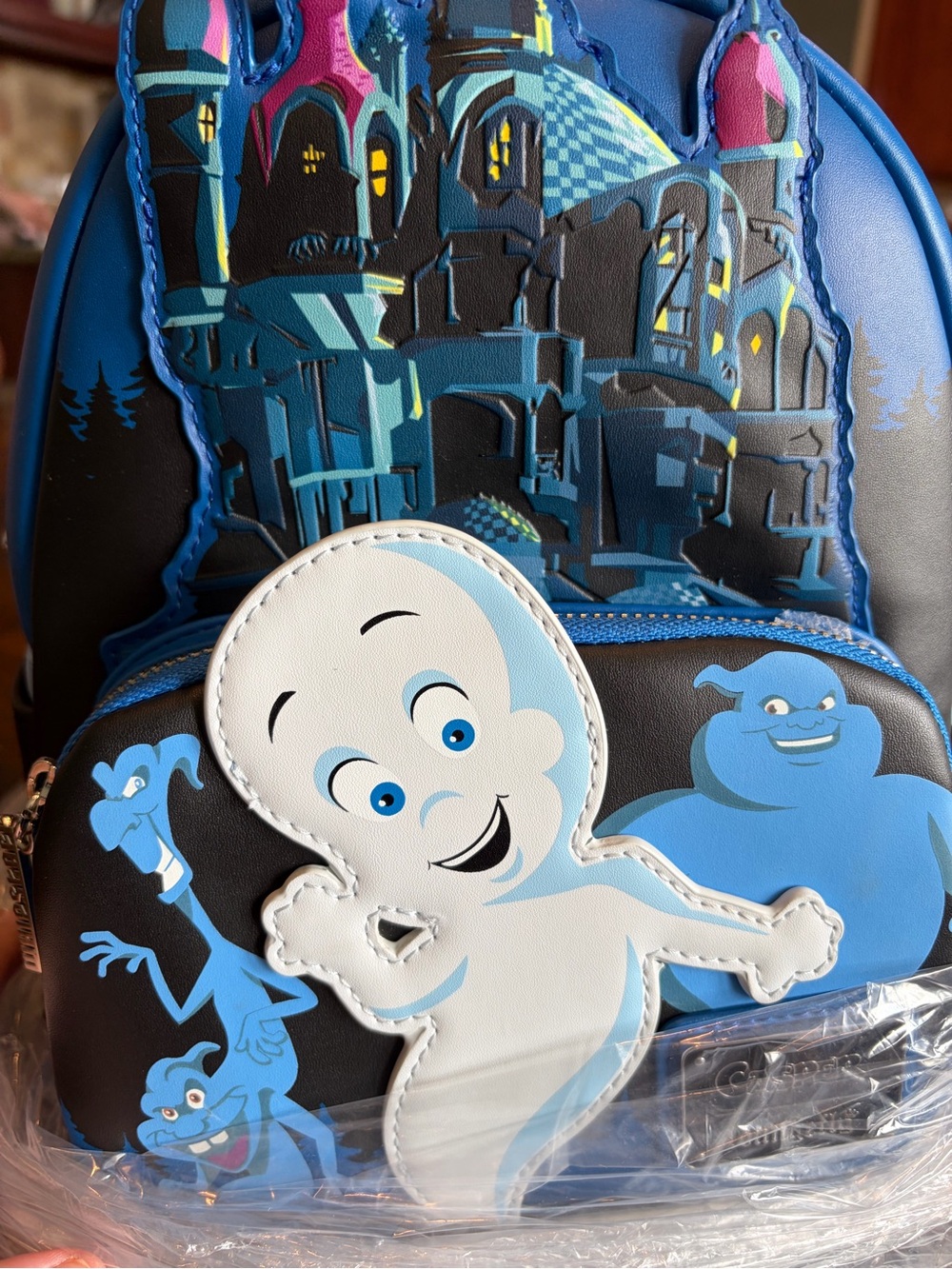 Loungefly Blue Black Ghost Castle Mini Backpack